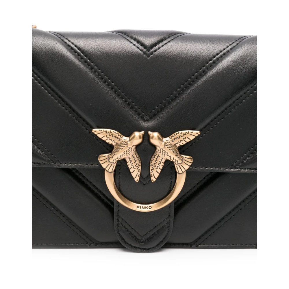 pinko Zwart Chevron Gewatteerde Schoudertas Black Dames