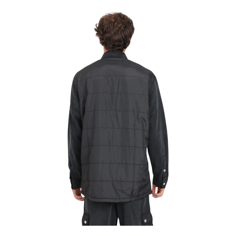 Karl Lagerfeld Zwarte Denim Jas Hybride Stijl Black Heren