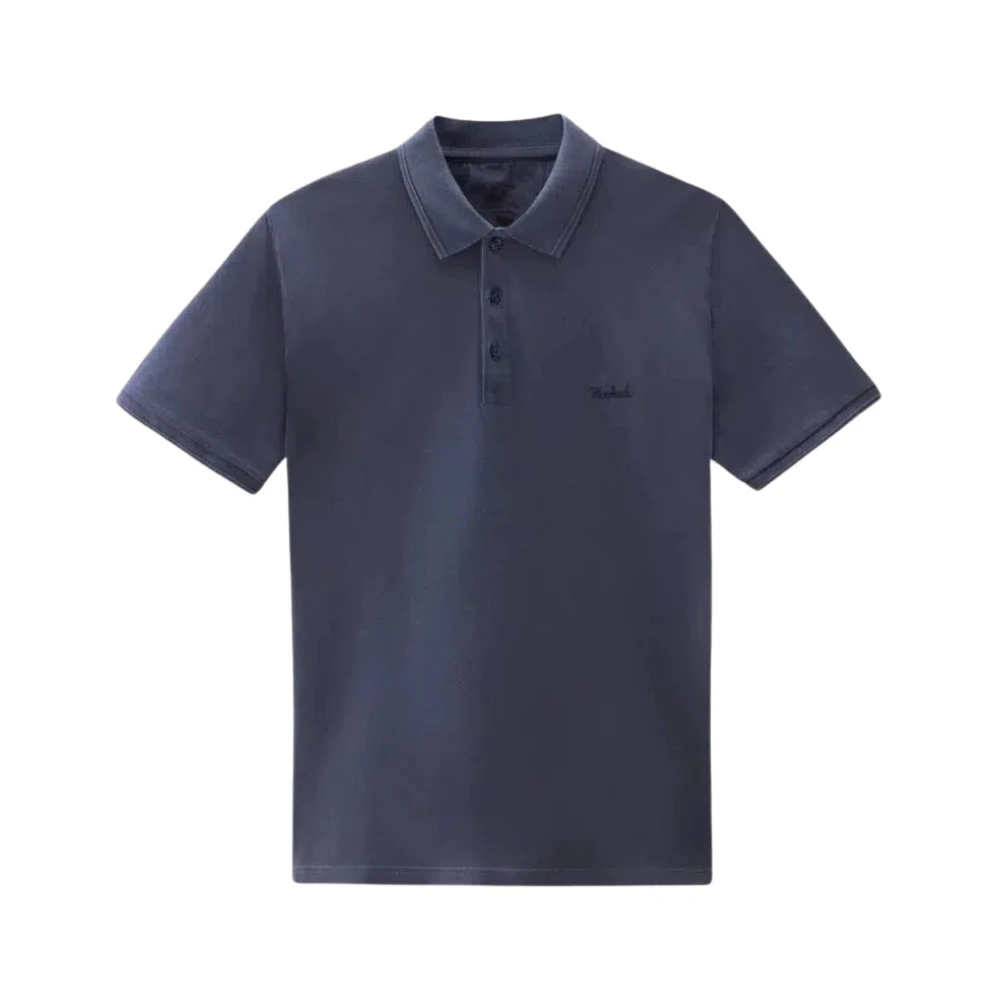 Woolrich Stretch Cotton Polo Navy Blue Heren