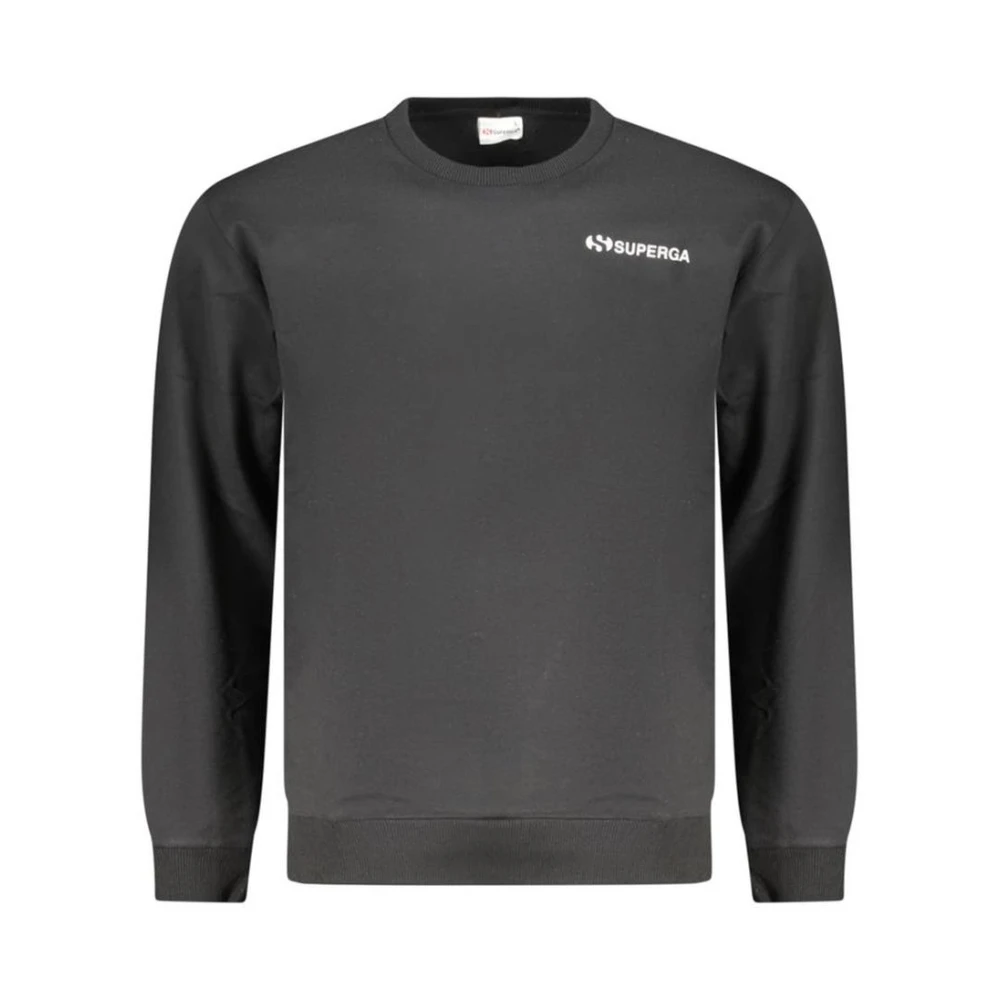 Superga Men's Black Sweatshirts, Xl, Cotton Crewneck Sweatshirt With Ribbed Trims