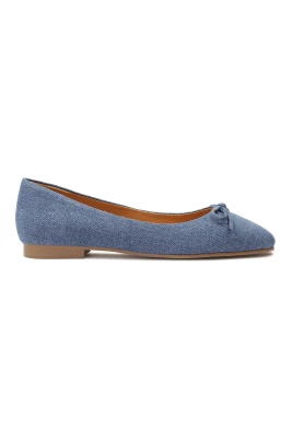 Denim ballerinaskor med rosett