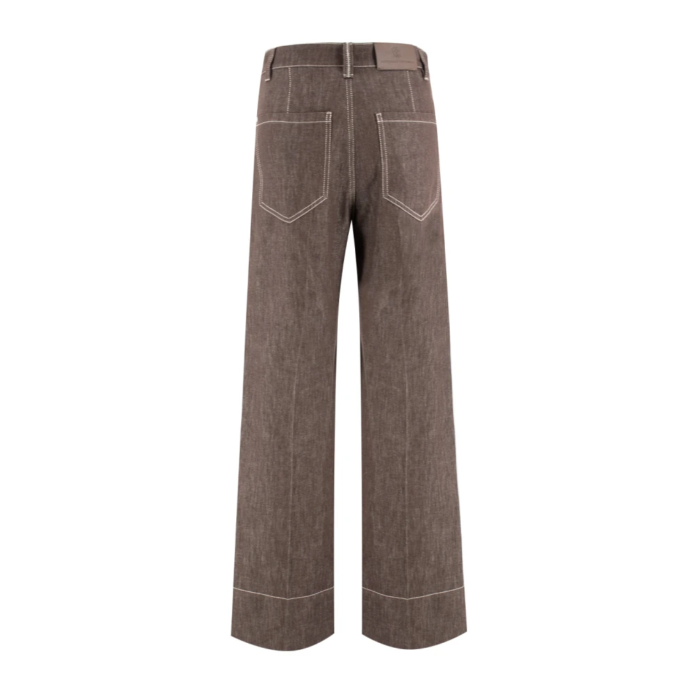 BRUNELLO CUCINELLI Casual denim broek met wijde pijpen Brown Dames