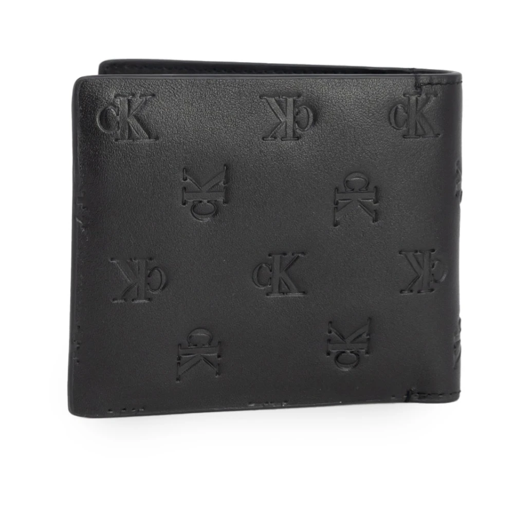 Calvin Klein Zwarte leren portemonnee met print Black Heren