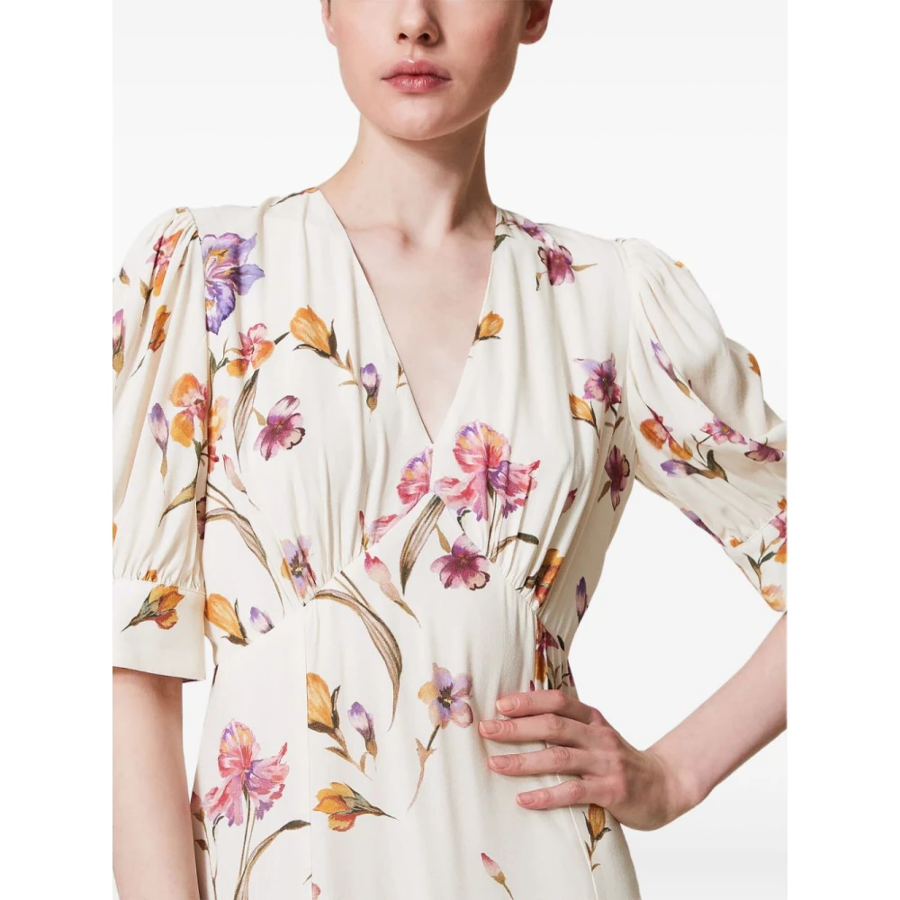 Twinset Witte Jurk Elegantie Grijs Chic Multicolor Dames