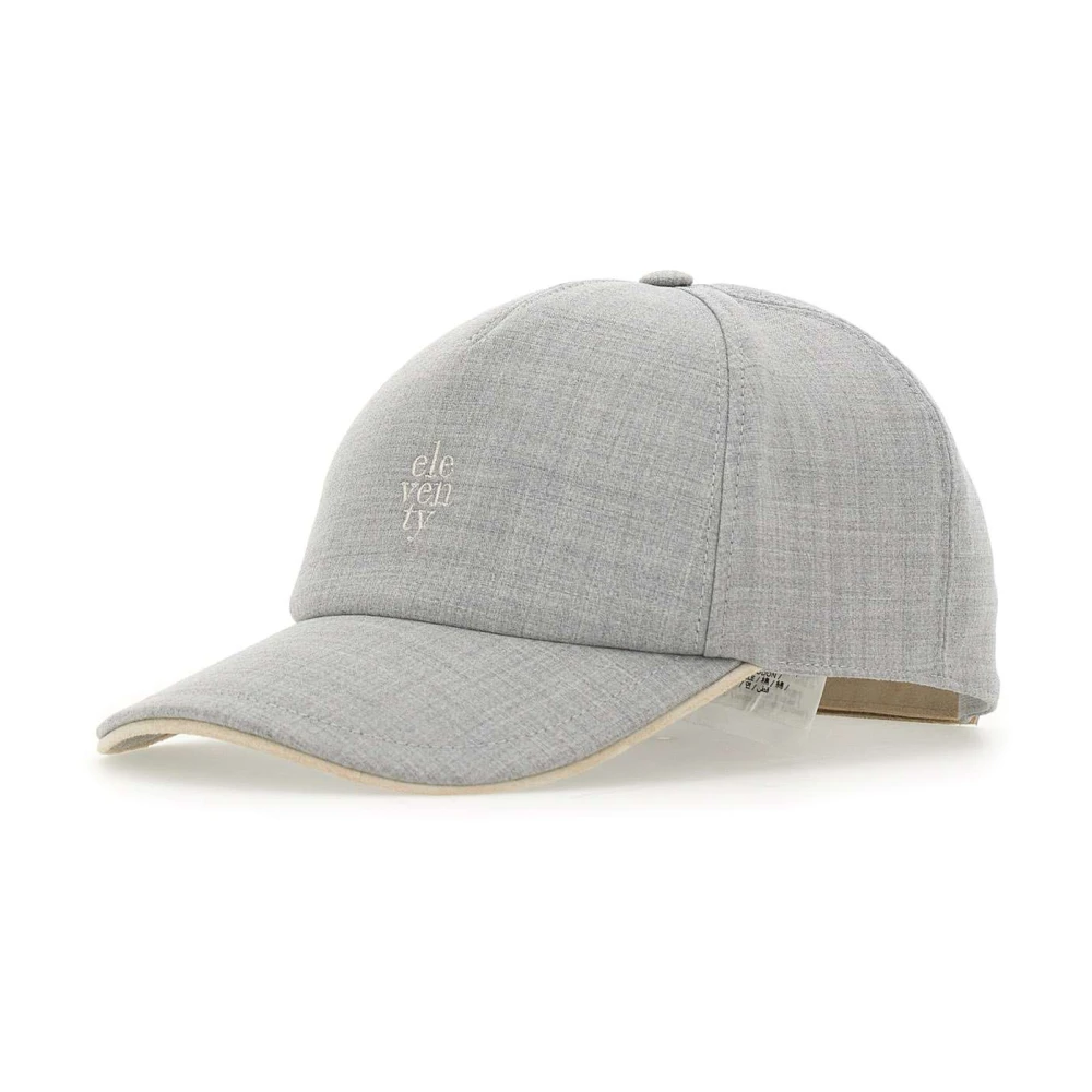 Eleventy Wol en Zijde Baseballpet Grijs Gray Heren