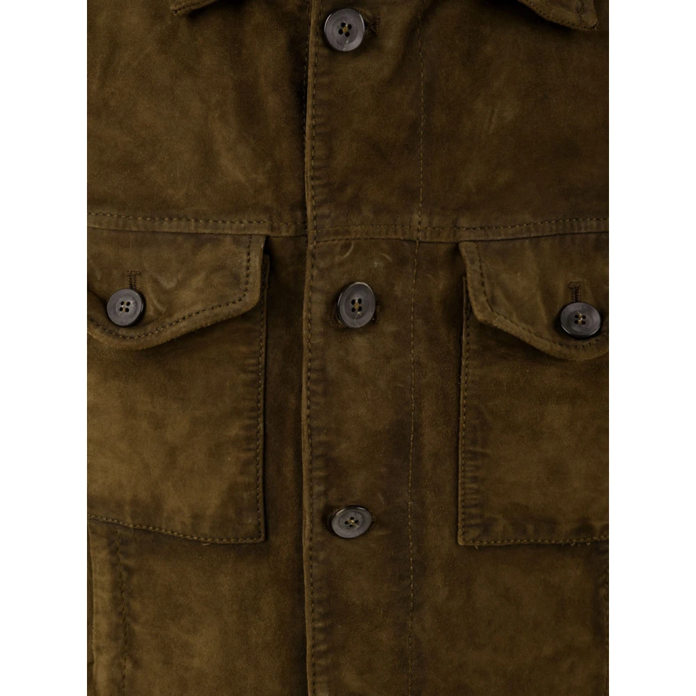 The Jack Leathers Samu Knit 835 Groene Leren Jas Gray Heren