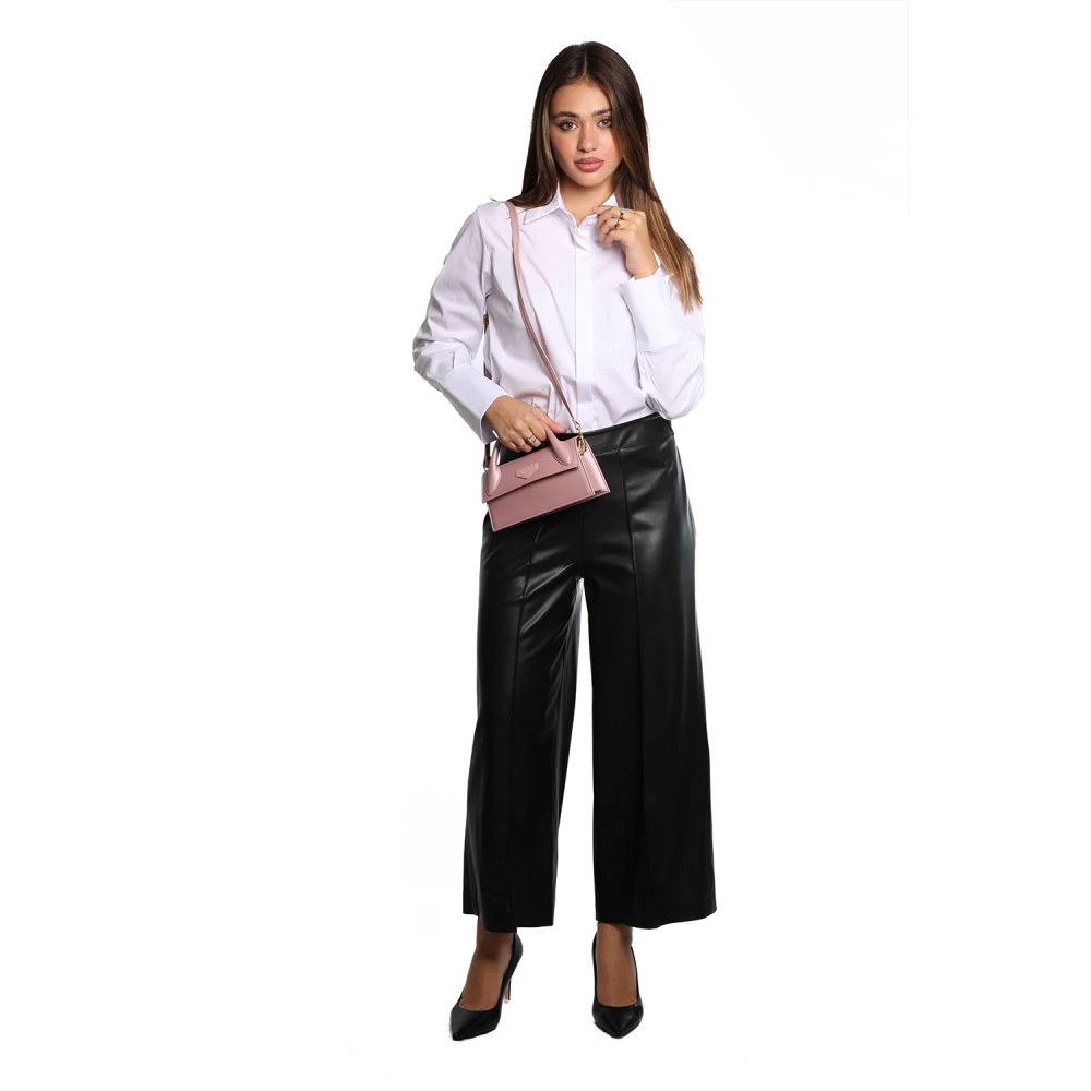 Jijil Hoge taille zwarte polyester broek Black Dames