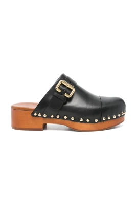 Svarta Slip-On Sandaler med Blockklack