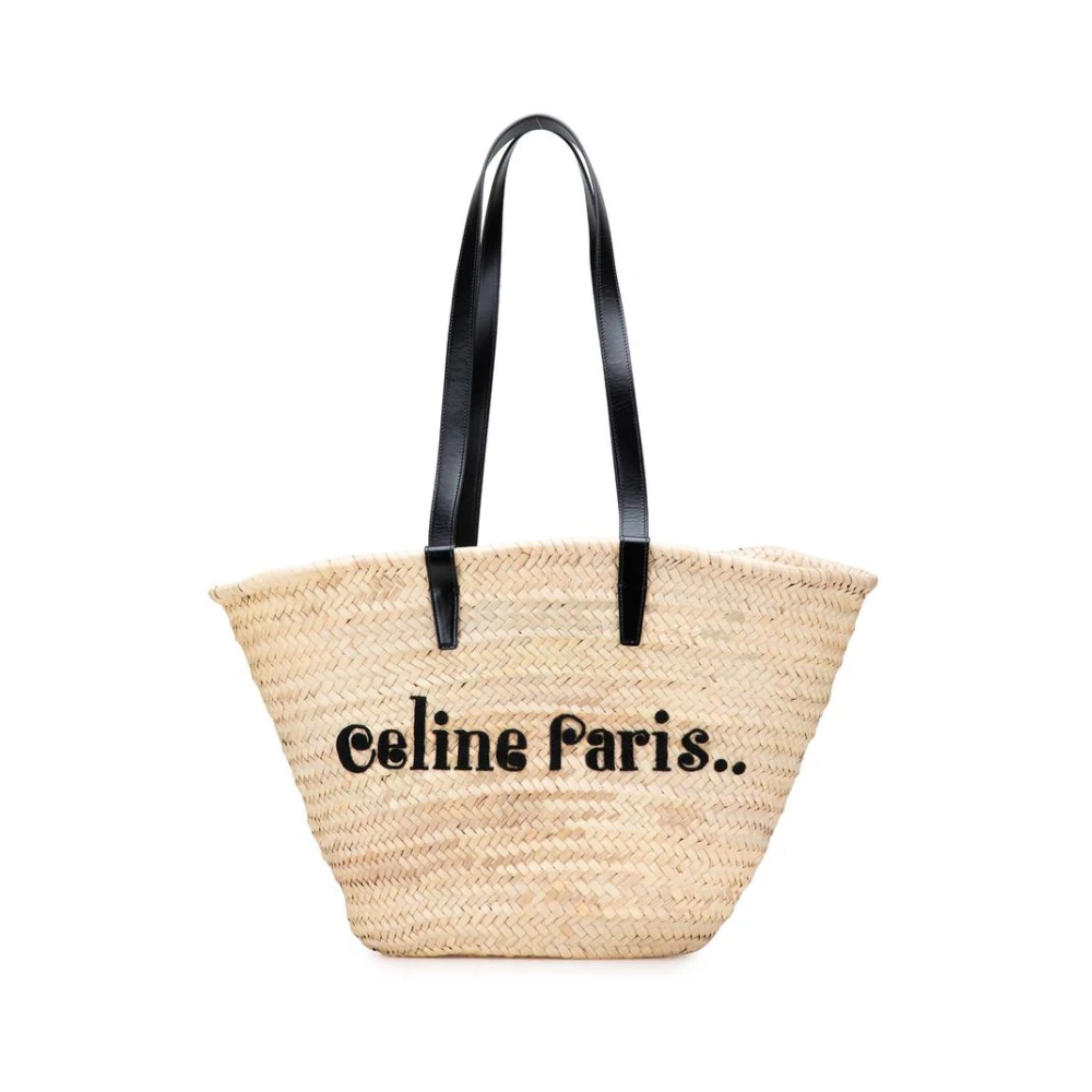 Celine Vintage Women's Brown Pre-Owned Woven Beach Tote Bag