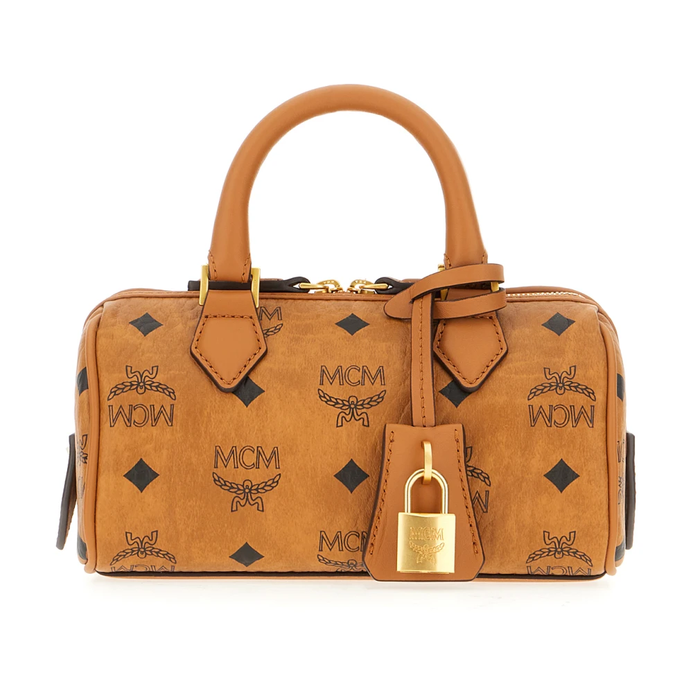 MCM Ella Boston Handtas met Buisvormige Handvatten Brown Dames