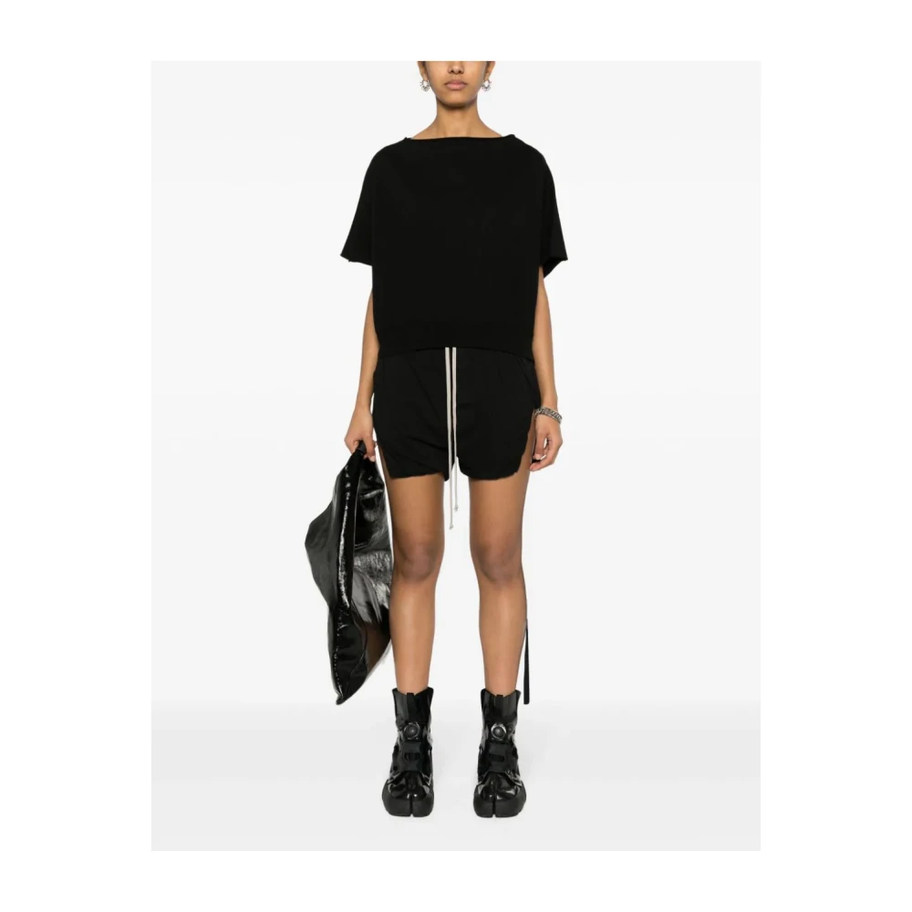 Rick Owens Zwart Mouwloos T-shirt met Geribbelde Ronde Hals Black Dames