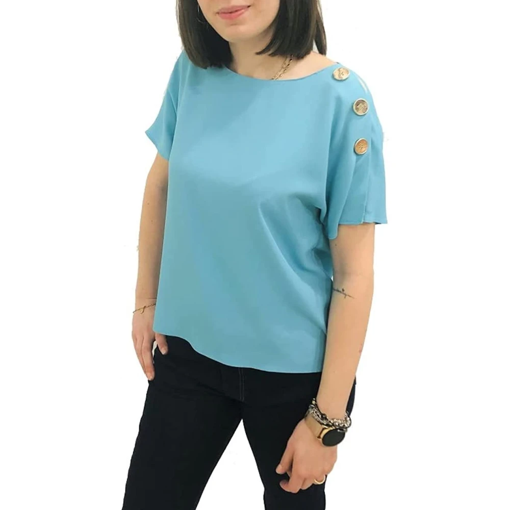 Alviero Martini 1a Classe Korte Mouw Blouse Blue Dames