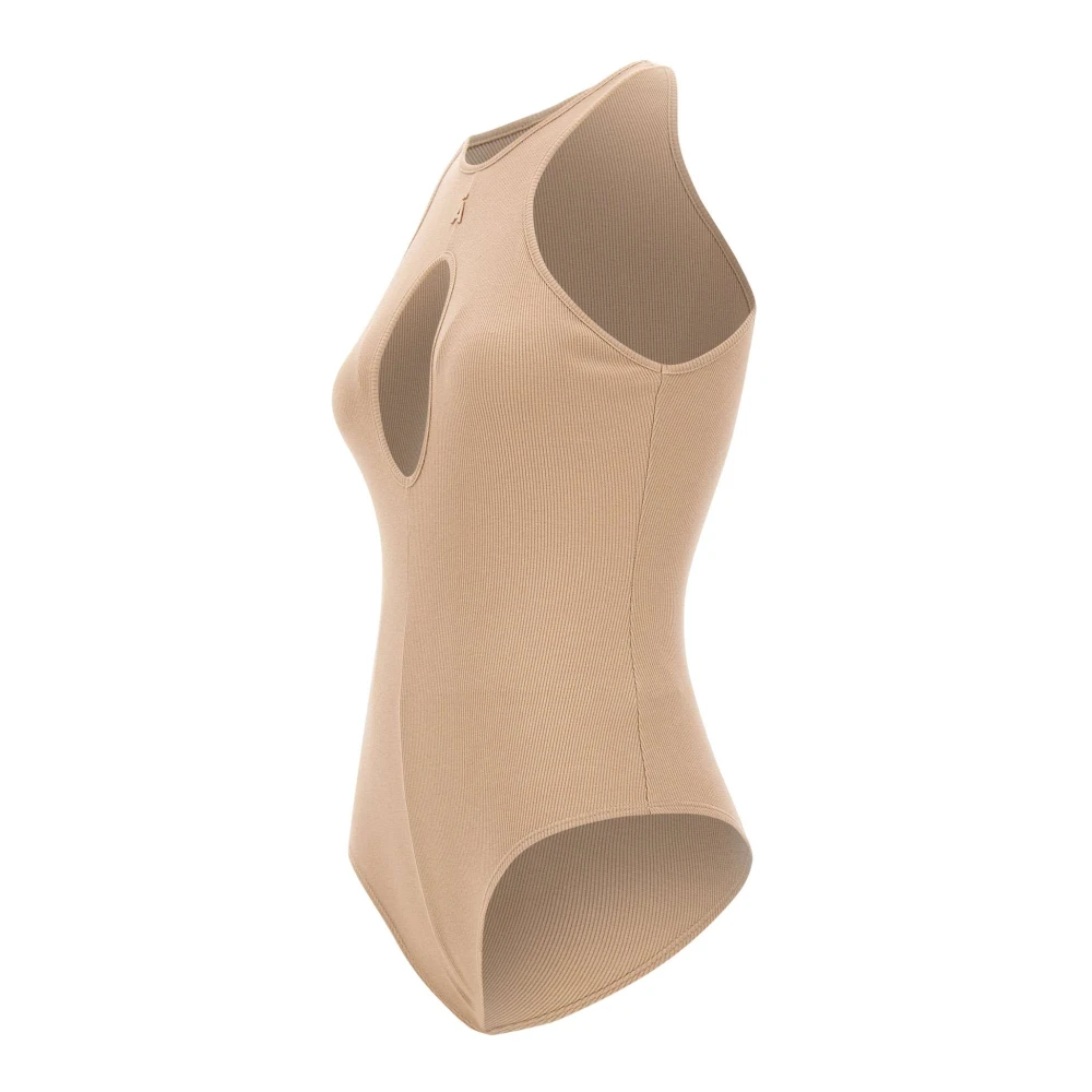 Andrea Adamo Beige Geribbeld Katoenen Bodysuit Beige Dames