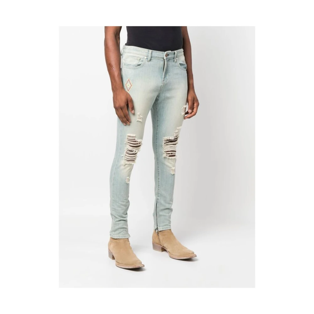 United Rivers Geborduurde Gescheurde Skinny Jeans Blue Heren