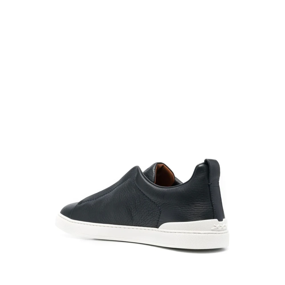 Z Zegna Blauwe Leren Sneakers met Kruisende Elastieken Blue Heren