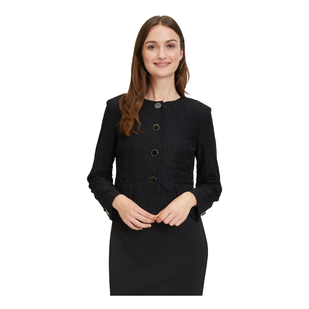 Vera Mont Bloemen Blazer Jas met Knopen Black Dames
