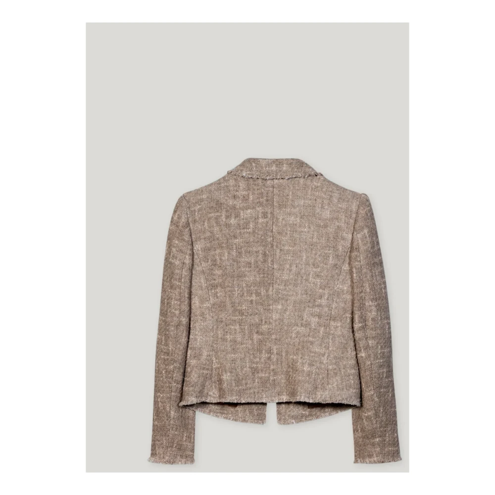 LUISA CERANO Vintage stijl tweed jasje met knoopsluiting Brown Dames