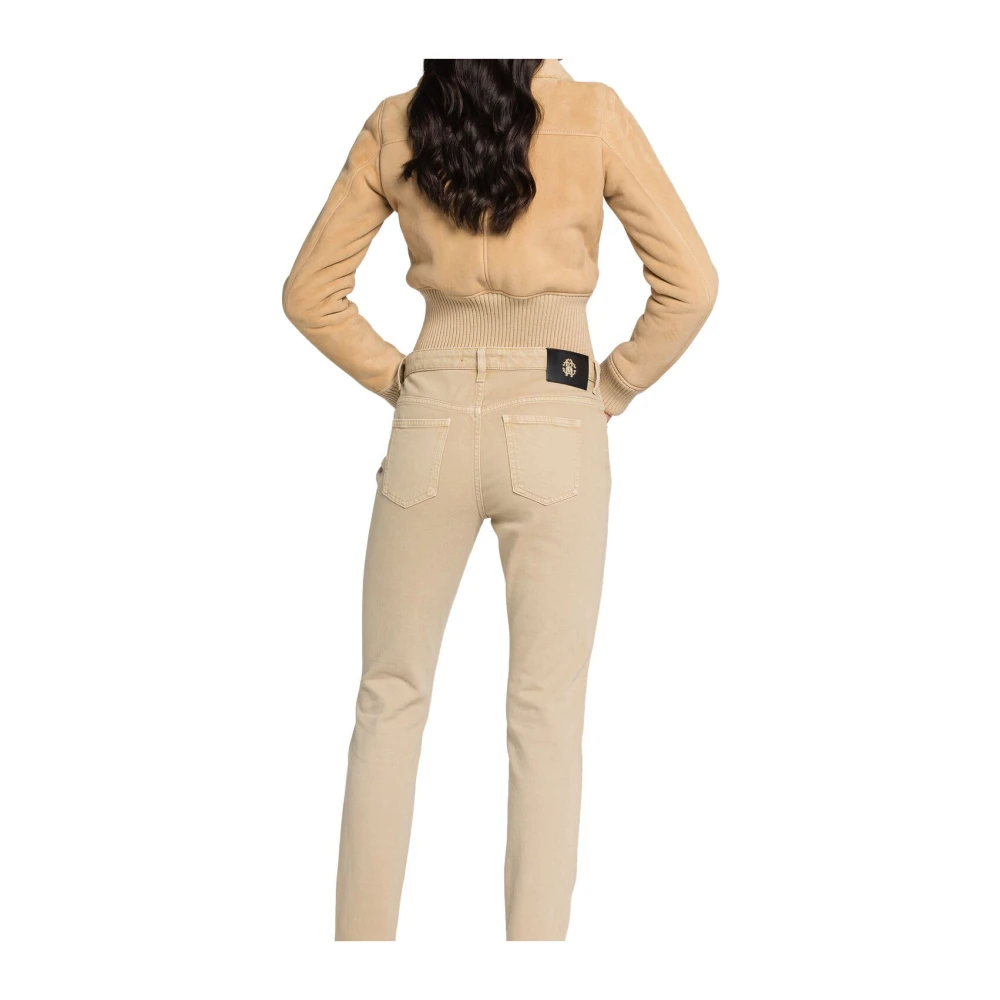 Roberto Cavalli Beige Wash Skinny Jeans Mid-Rise White Dames