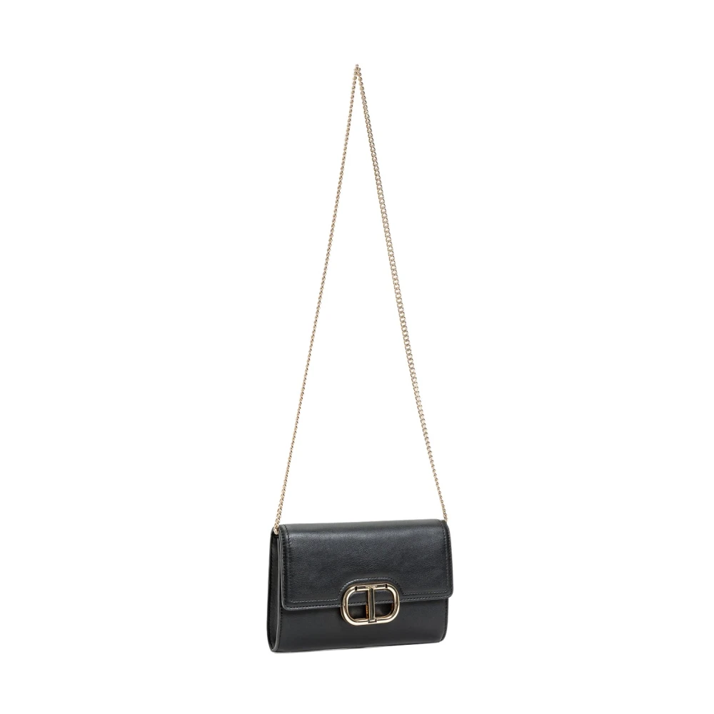 Twinset Donna Nero Borsa A Tracolla Nera Con Catena Dorata