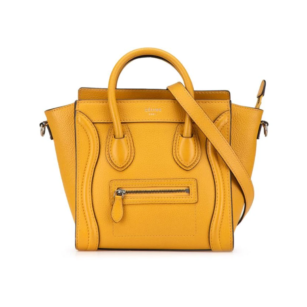 Celine Vintage Women's Yellow Pre-Owned Nano Luggage Tote Leather