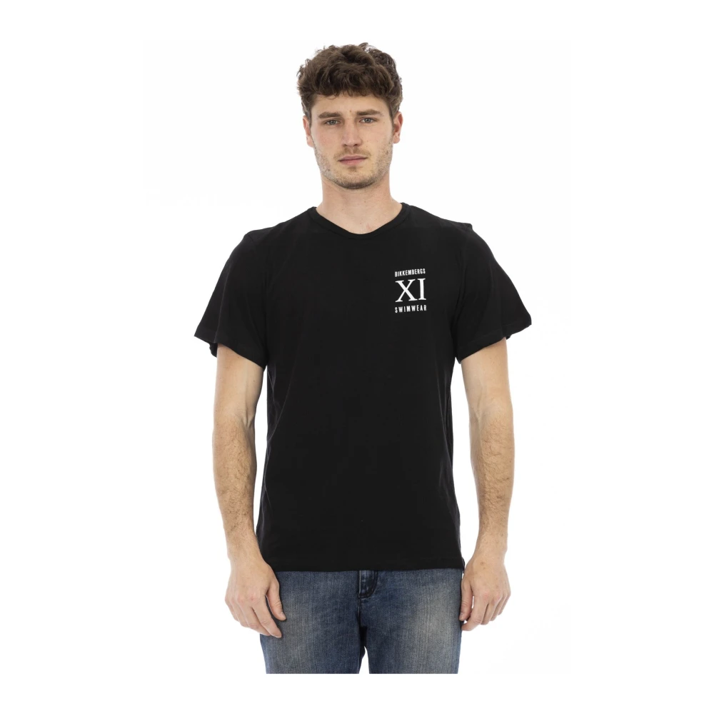 Bikkembergs Men's Black T-Shirts, S, Beachwear T-Shirt With Front Print