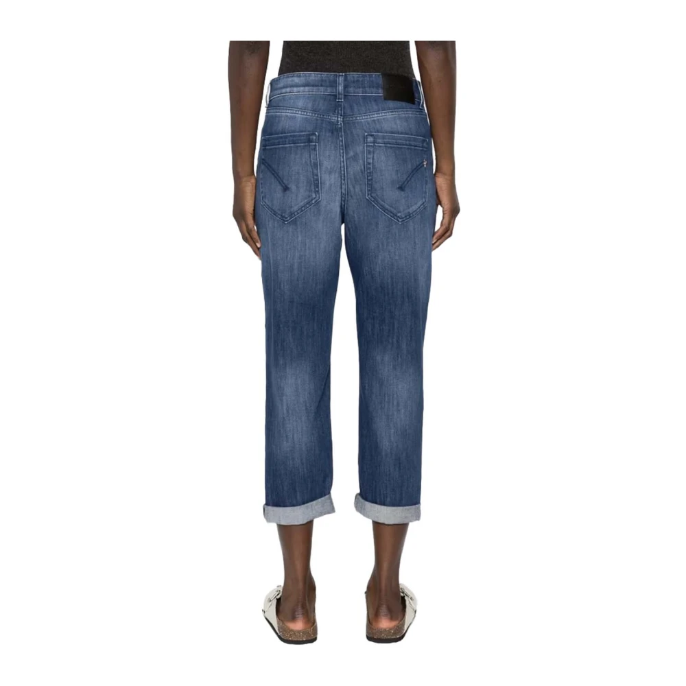 Dondup Katoenen Cropped Jeans met Juweeldetail Blue Dames