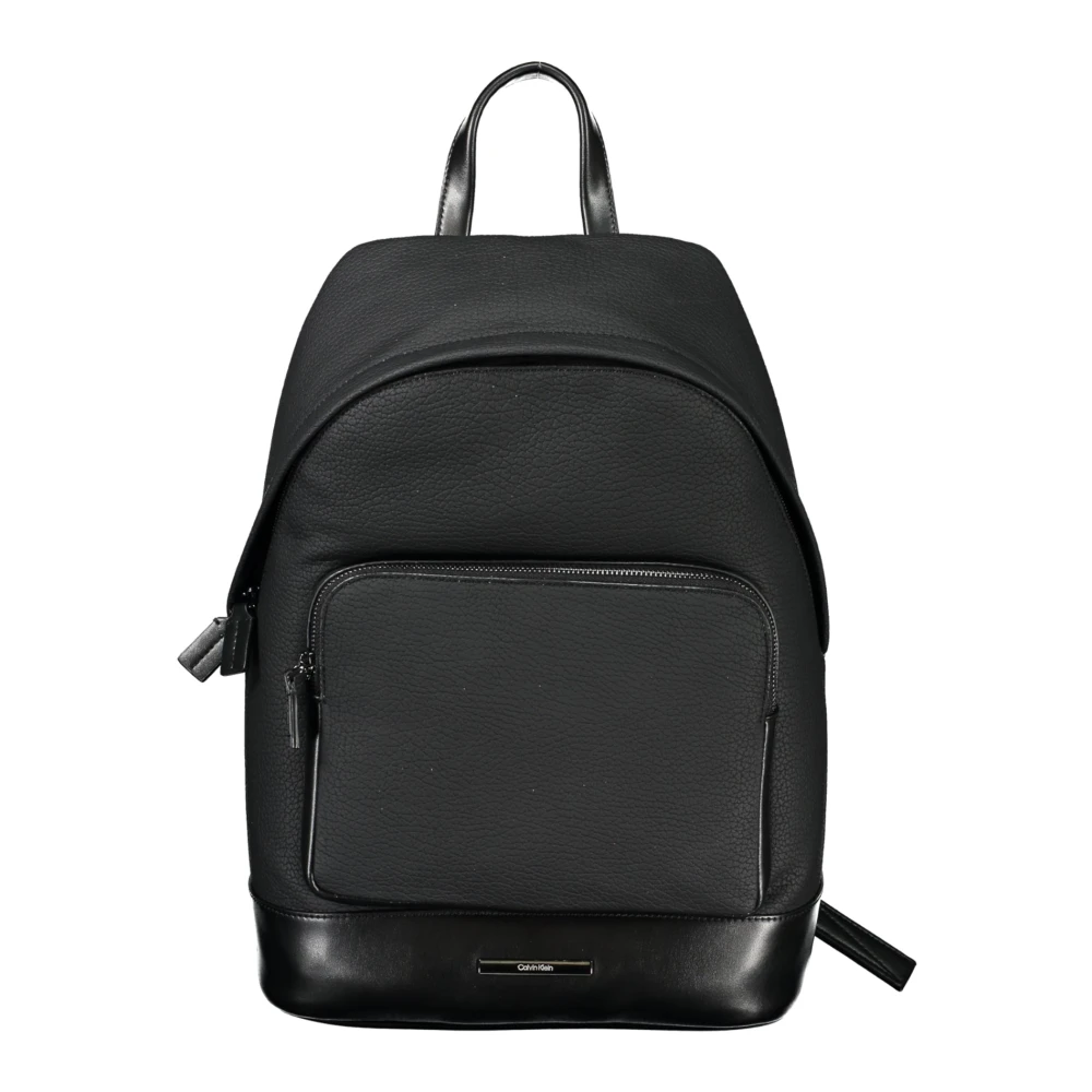 Calvin Klein Zwarte Eco Leren Rugzak met Laptopvak Black Heren