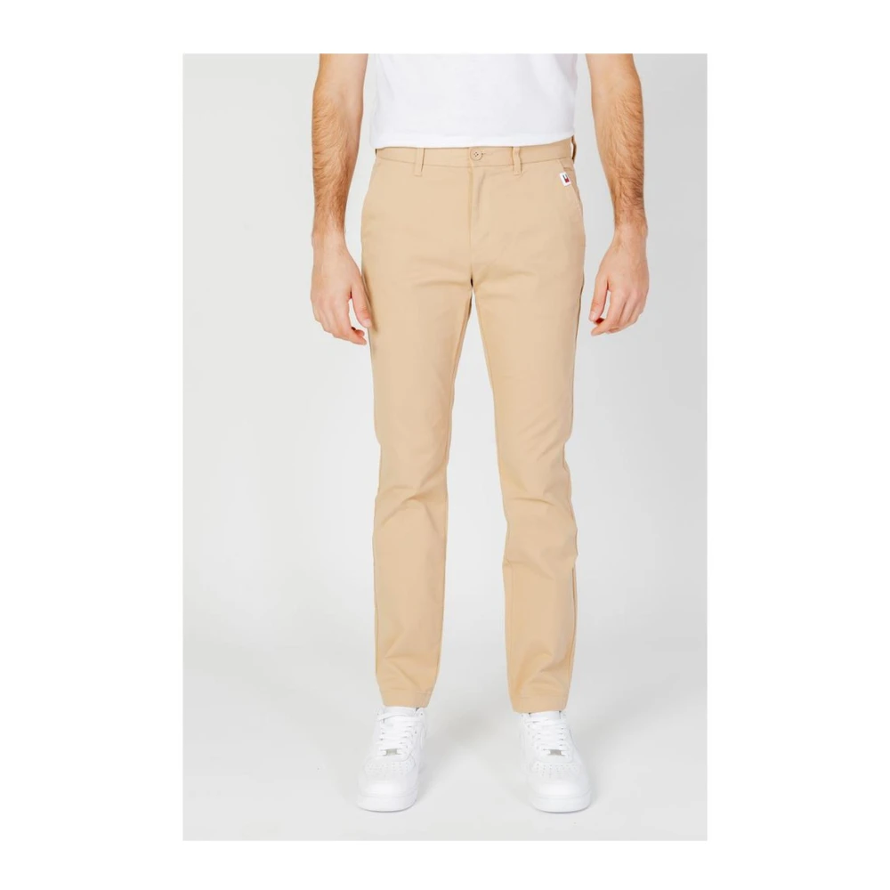 Tommy Jeans Tapered Katoenen Broek Beige Heren