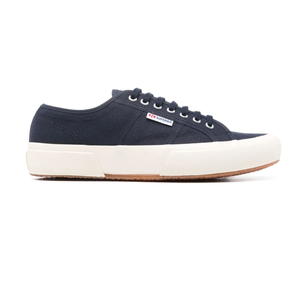Superga Blauwe Sneakers met Veters en Rubberen Zool Heren Schoenen