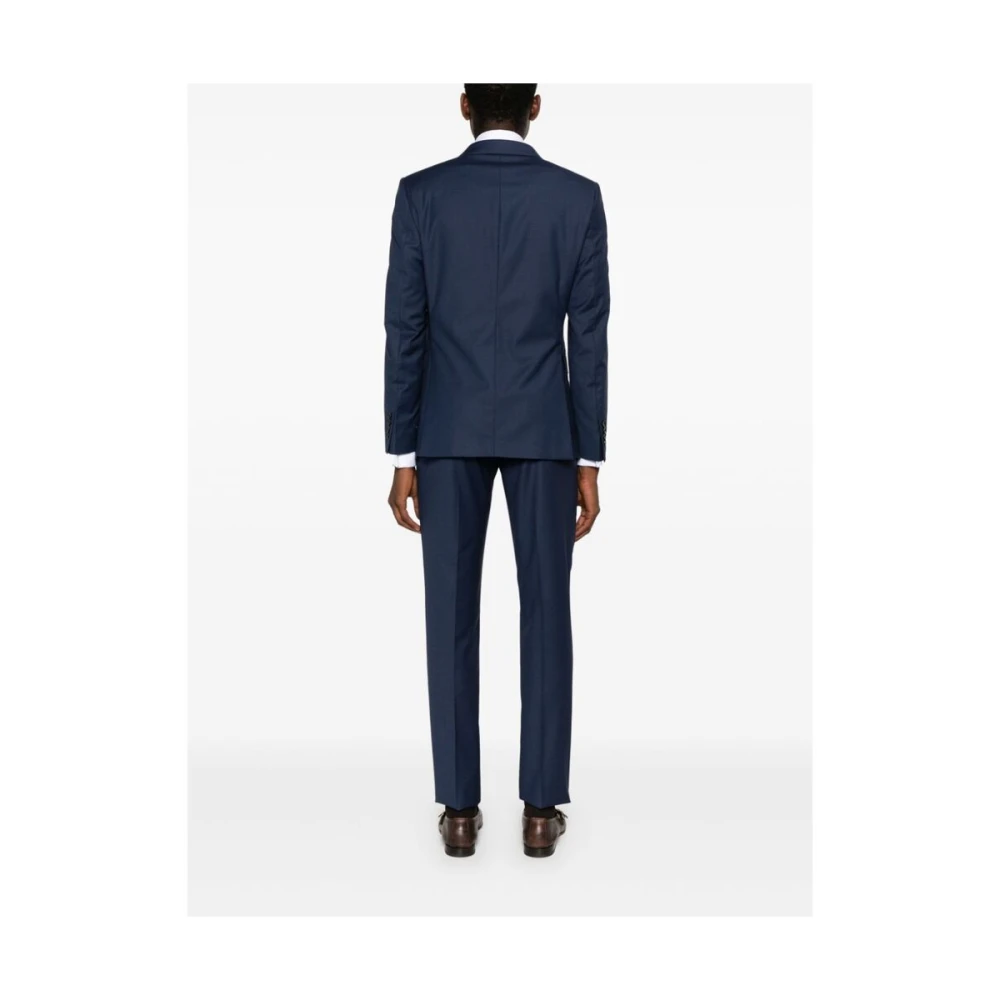 Reveres 1949 Blauw Twill Maatpak met Peak Revers Blue Heren