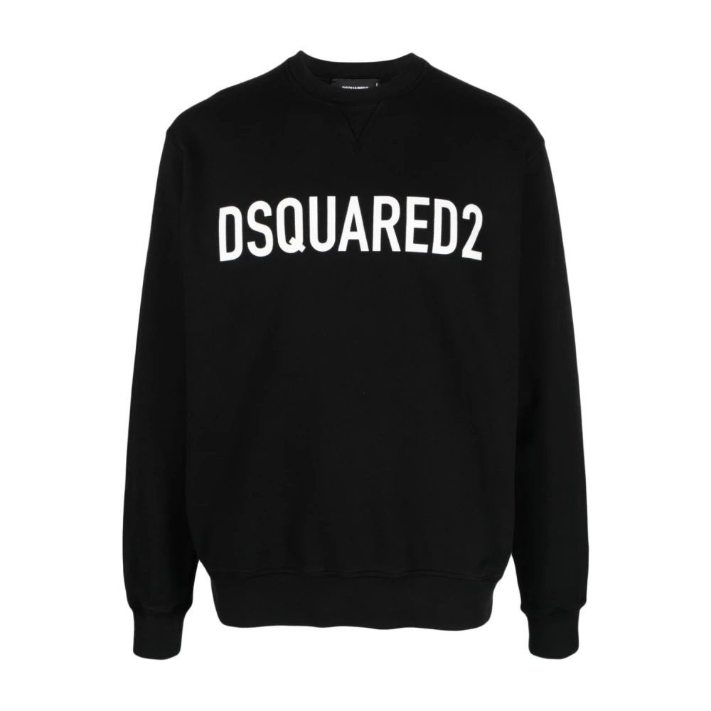 Dsquared2 Zwart Logo Print Crew Neck Sweater Black Heren