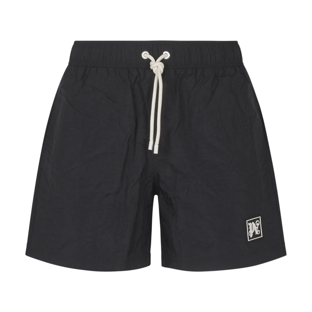 Palm Angels Svart Hav Kläder Monogram Badshorts Black, Herr