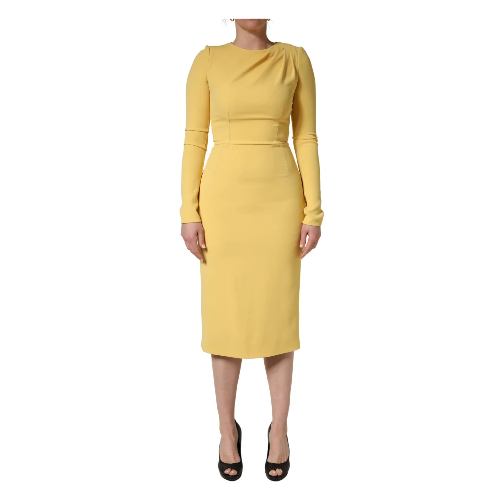 Dolce & Gabbana Women's Yellow Sheath Midi Dress - Midi Dresses - S - Dresses