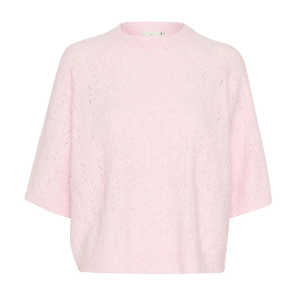 Kaffe Women's Pink Round-Neck Knitwear, Xl, Lilac Snow Melange Pullover Jumper