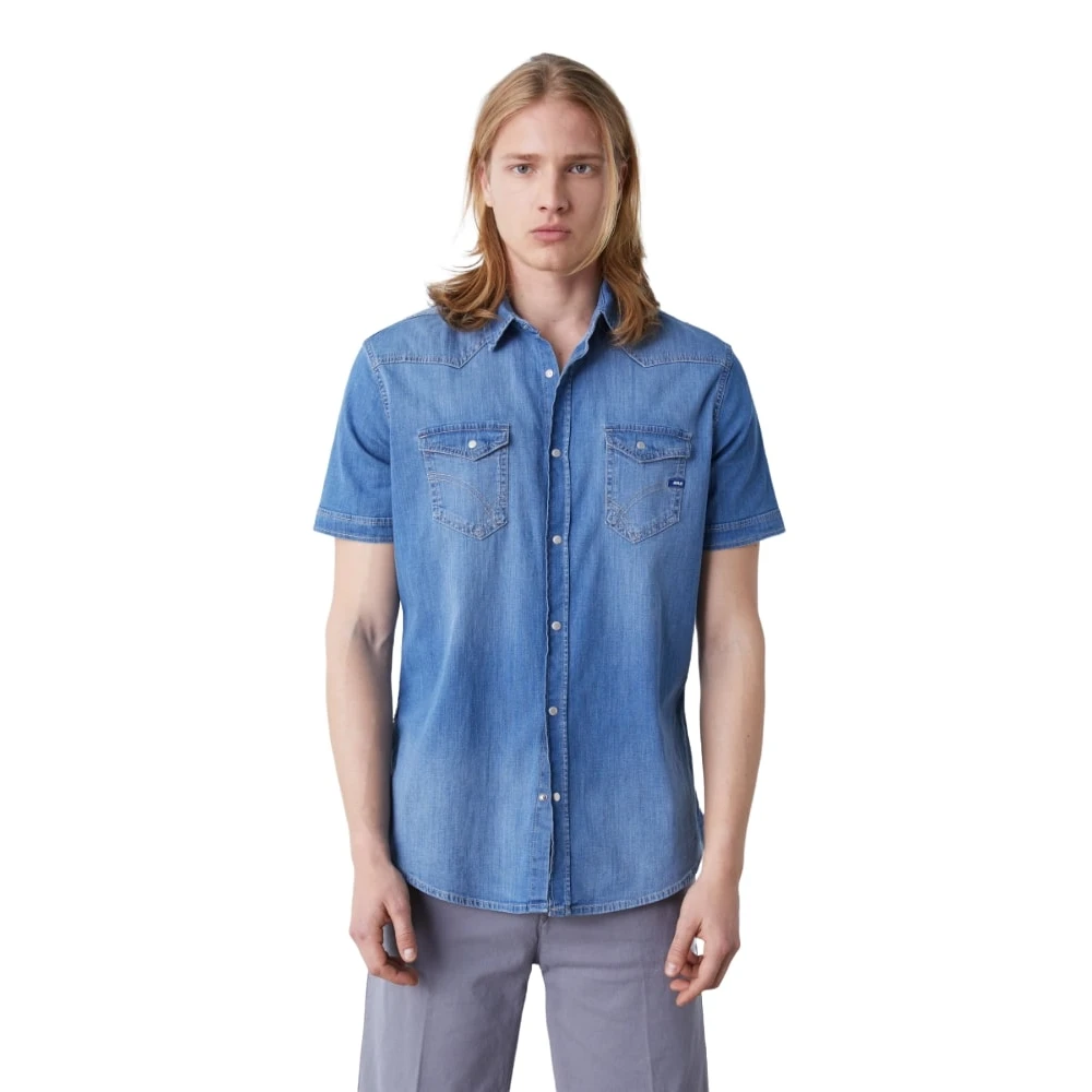 GAS Korte Mouw Shirt Blue Heren