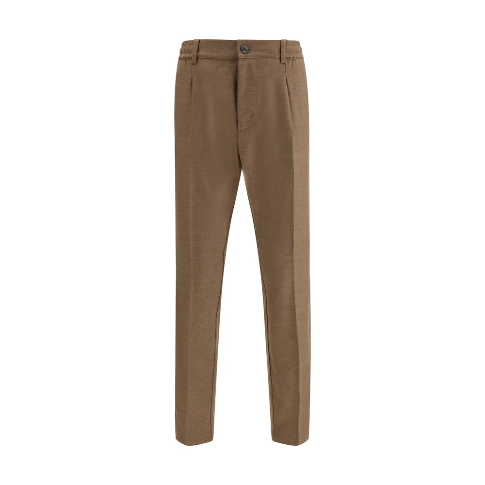 Cruna Men's Brown Virgin Wool Straight-Leg Trousers Large