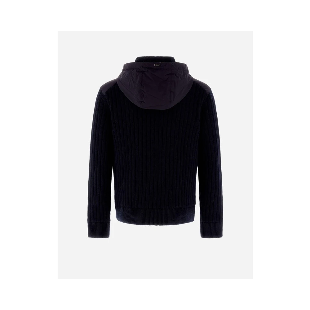 Herno Geribde wollen cardigan met donsvulling Black Heren