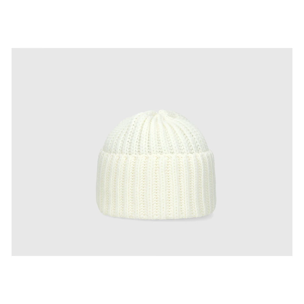 Borsalino Geribbelde Wollen Beanie Muts White Unisex