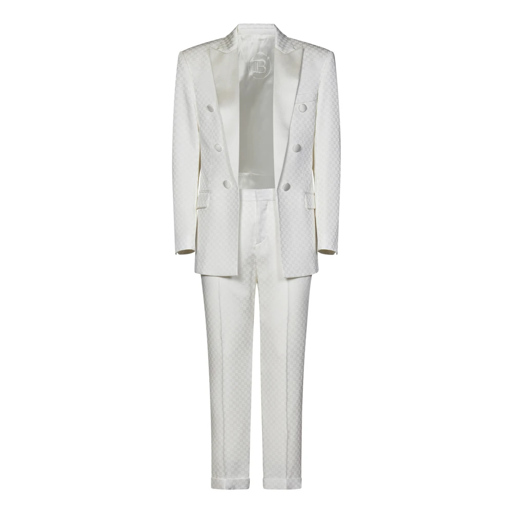 Balmain Single Breasted Suits White Heren
