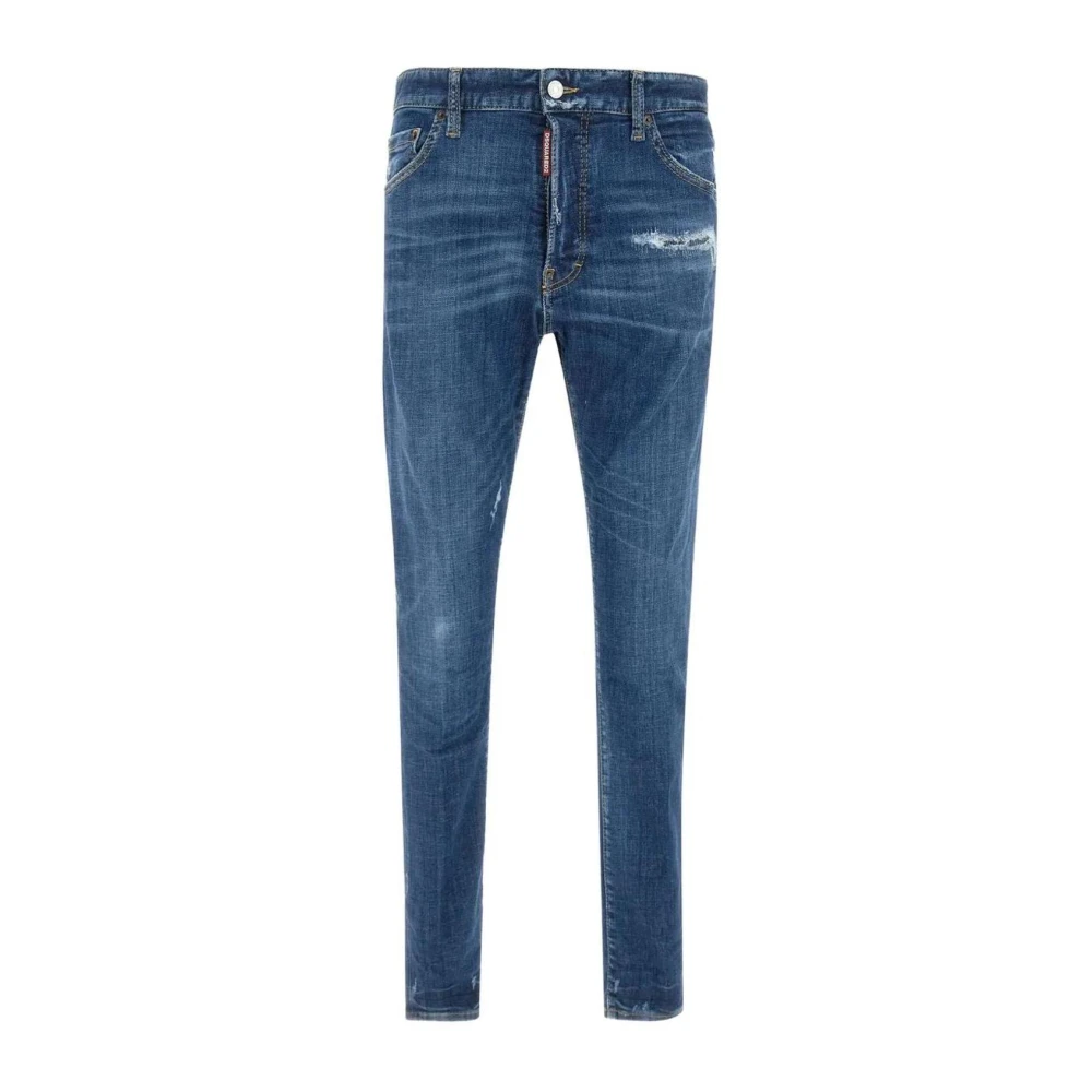 Dsquared2 Men's Blue Distressed Denim Jeans - Slim Fit Jeans - L - Jeans