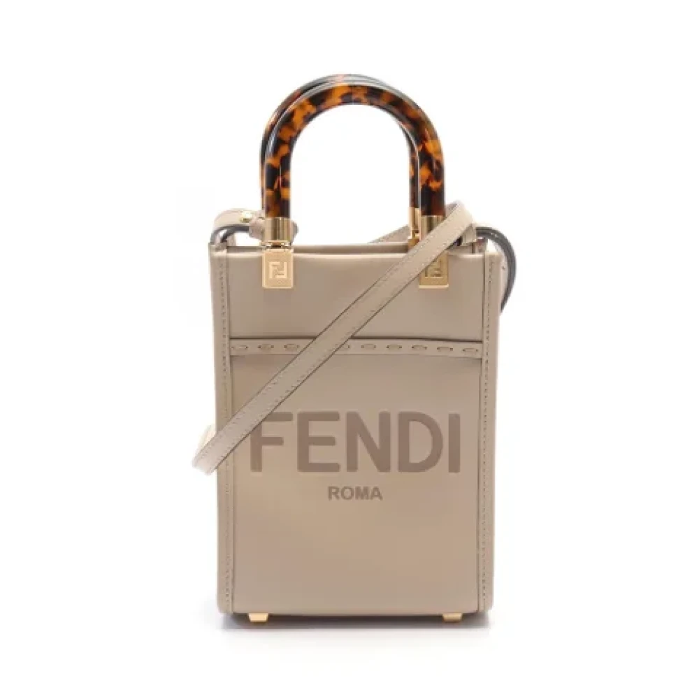 Fendi Vintage Pre-owned Leather handbags Beige Dames