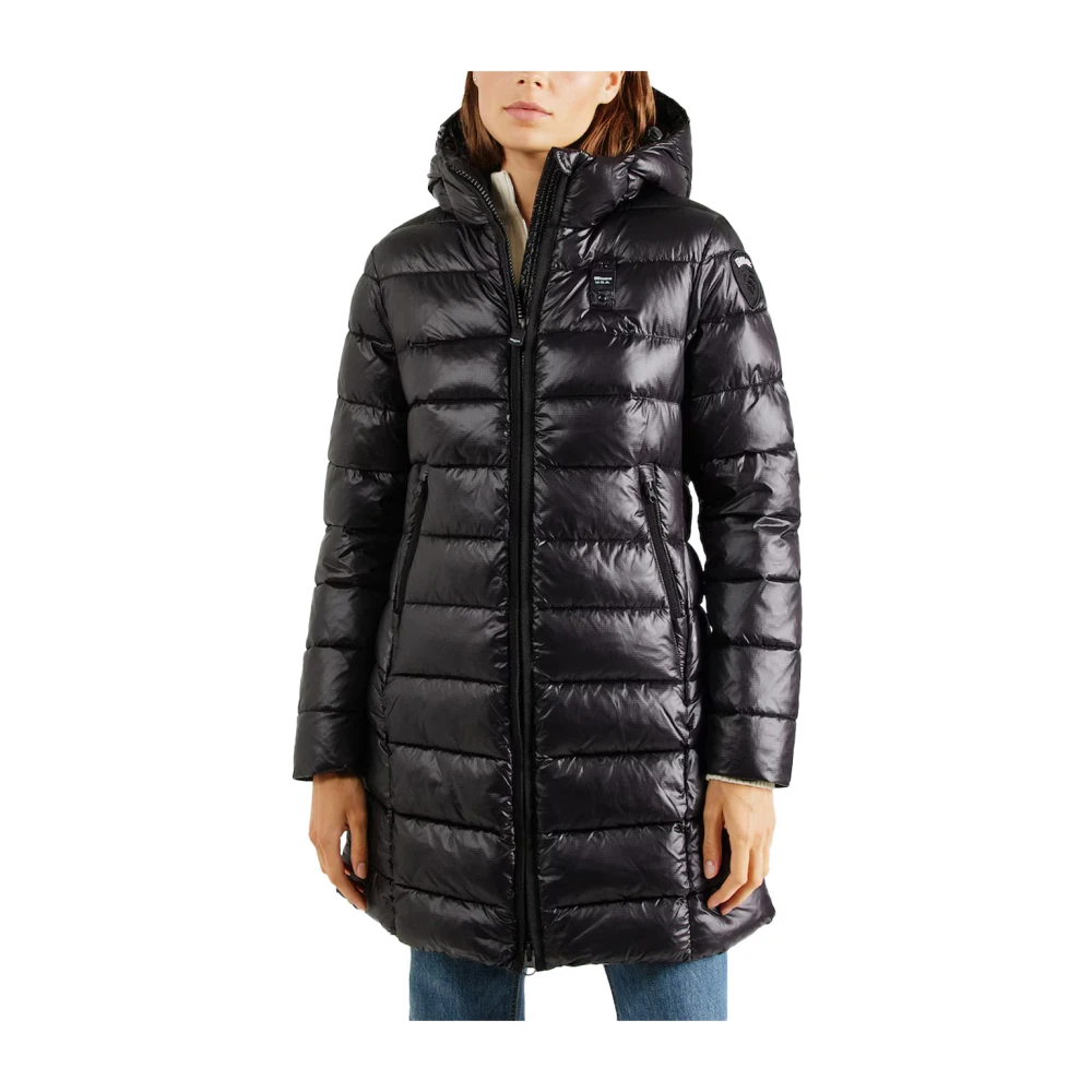 Blauer Lange winterjas model Adelaide Black Dames