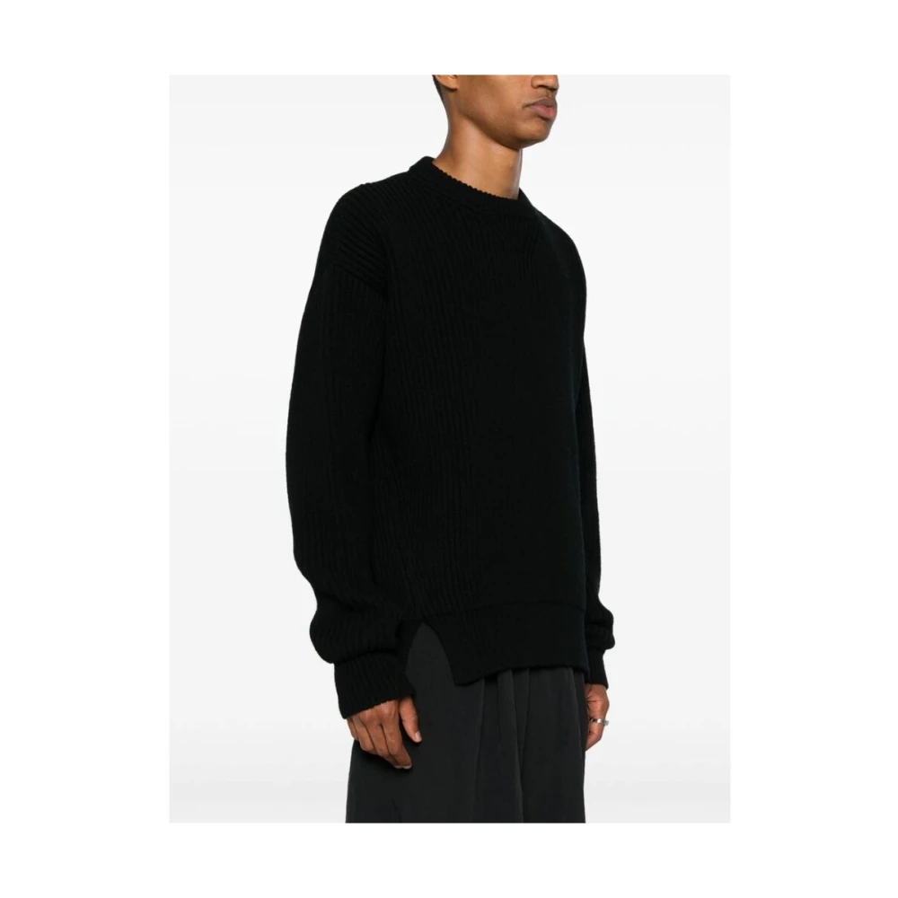 Jil Sander Zwarte Wol Chunky Gebreide Trui Black Heren