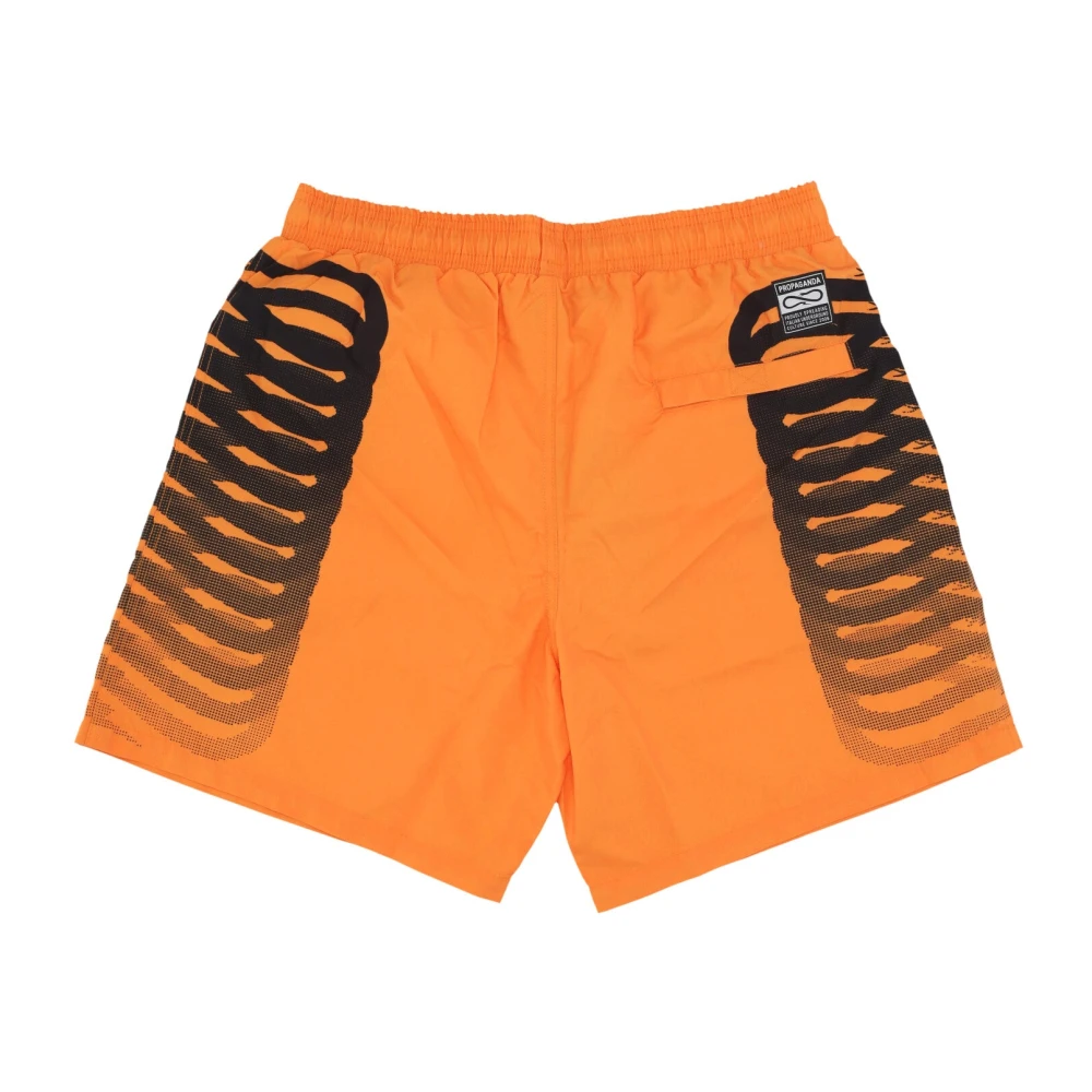 Propaganda Ribbed Swim Shorts Orange Black Orange Heren