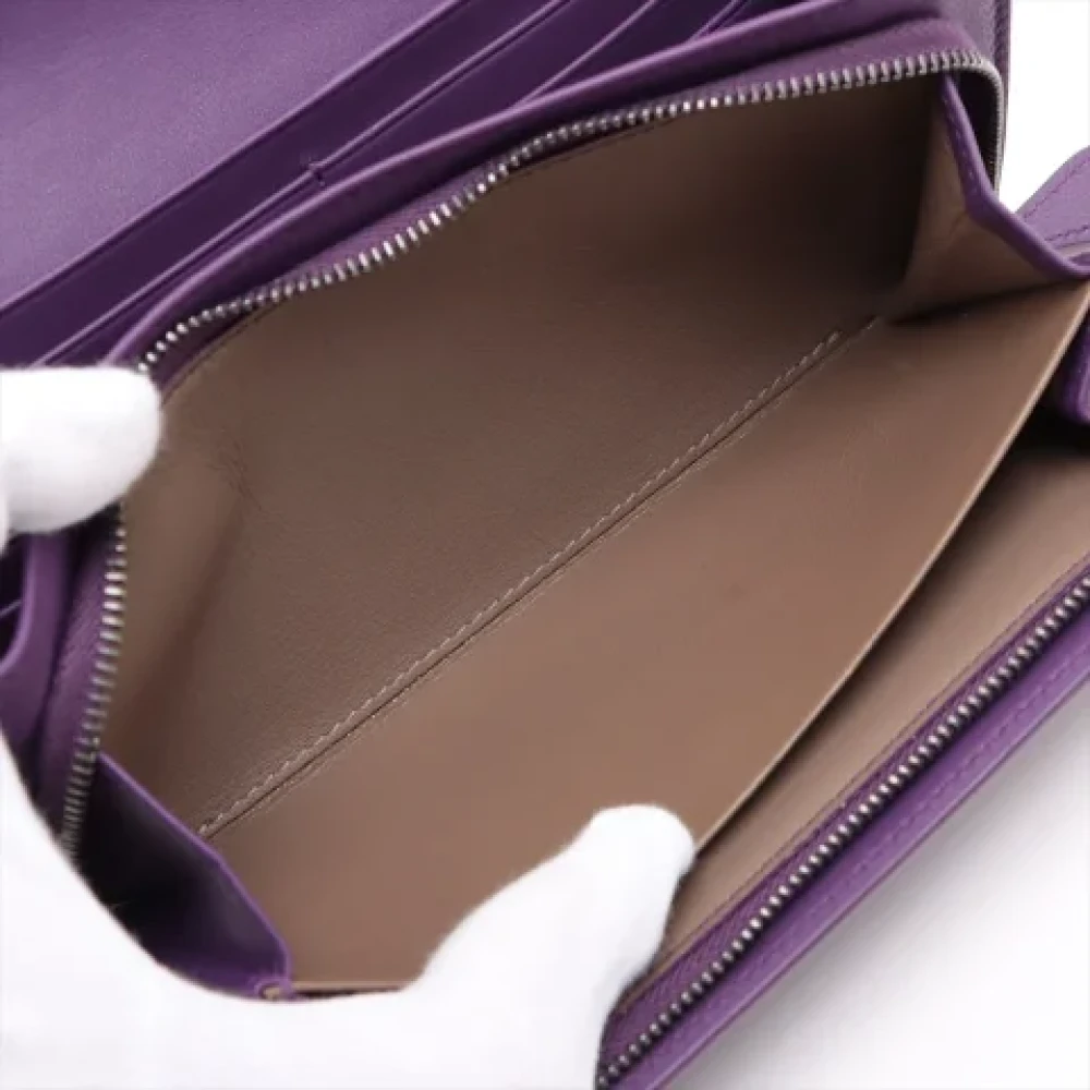 Bottega Veneta Vintage Pre-owned Leather wallets Purple Dames