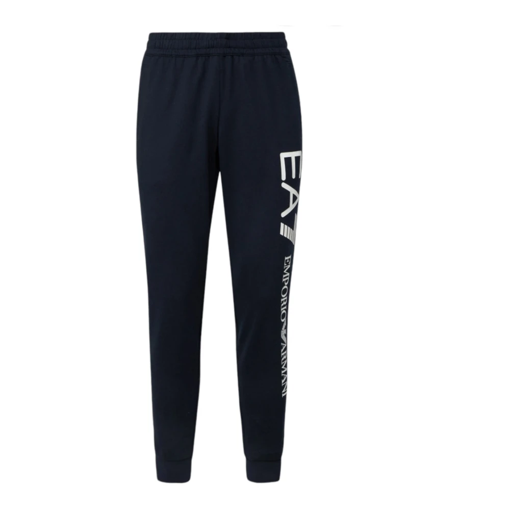 Emporio Armani EA7 Blauwe Katoenen Jogger met Wit Logo Blue Heren