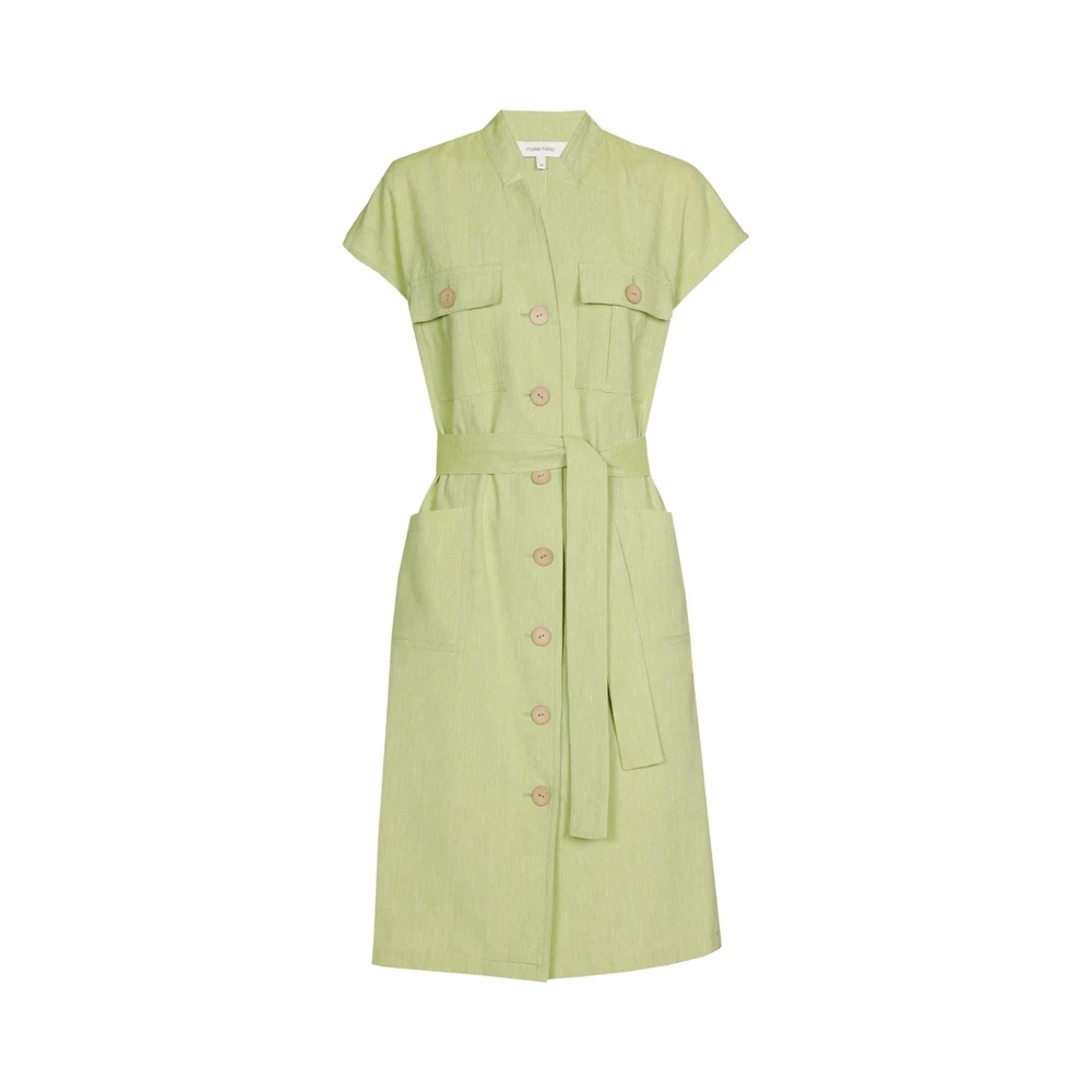 Marie Méro Groene Linnen Safari Jurk Green Dames