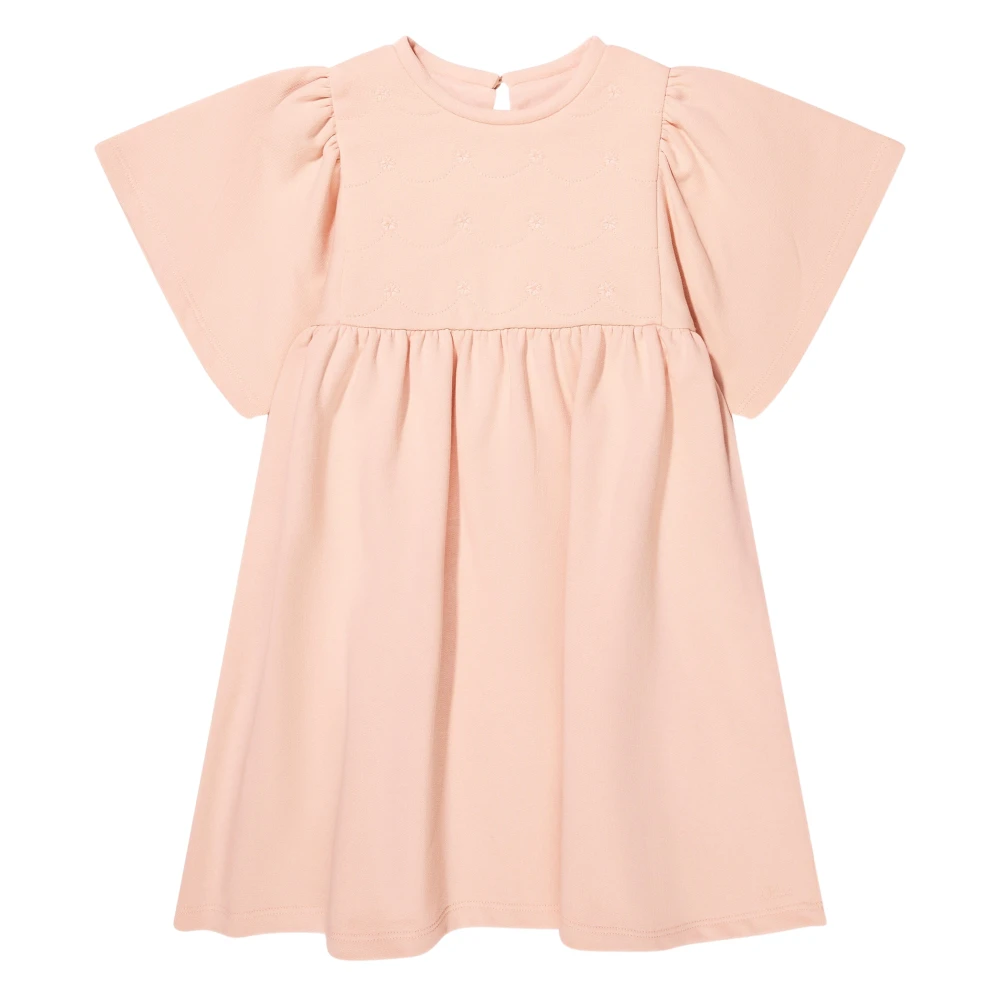 Chloé Women's Pink Flower Dress With Floral Embroidery