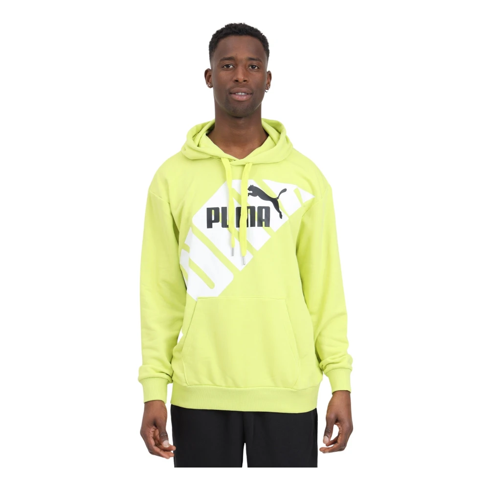 Puma Gele Hoodie Sweatshirt Colorblock Grafisch Yellow Heren