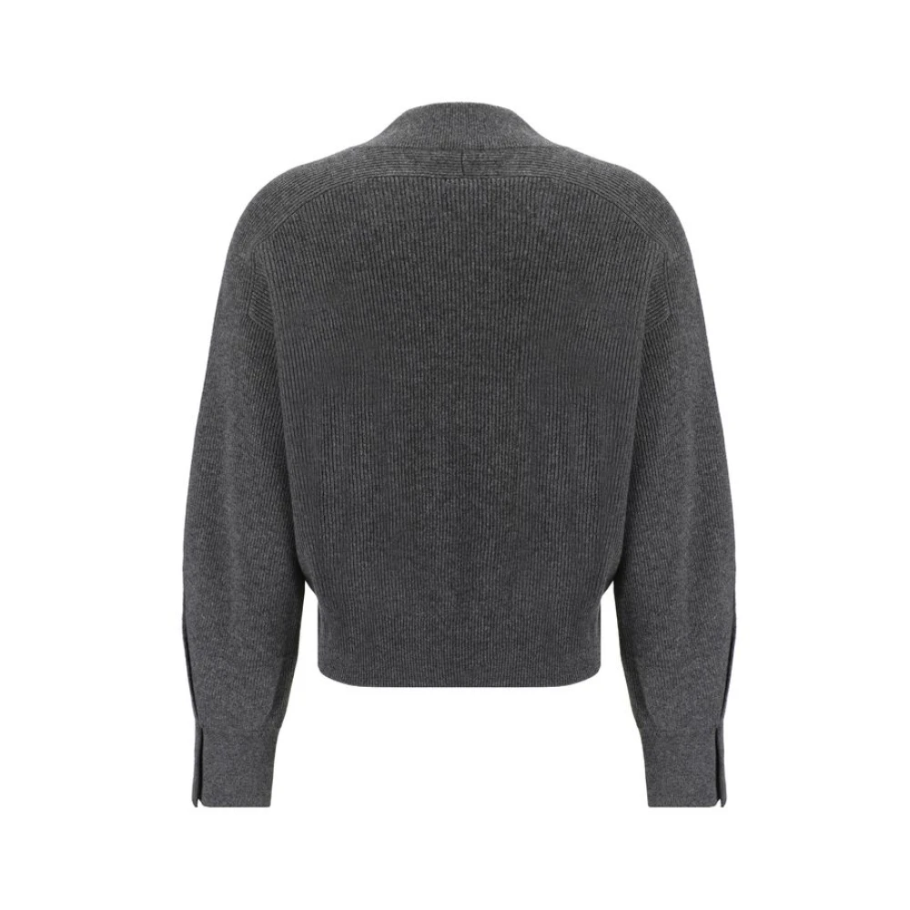 BRUNELLO CUCINELLI Kasjmier V-hals Pullover met Cut-Out Detail Gray Dames